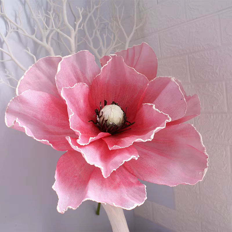 Fleur de coquelicot artificielle géante en lin, décoration de fond de mariage, arc de plomb, afficha