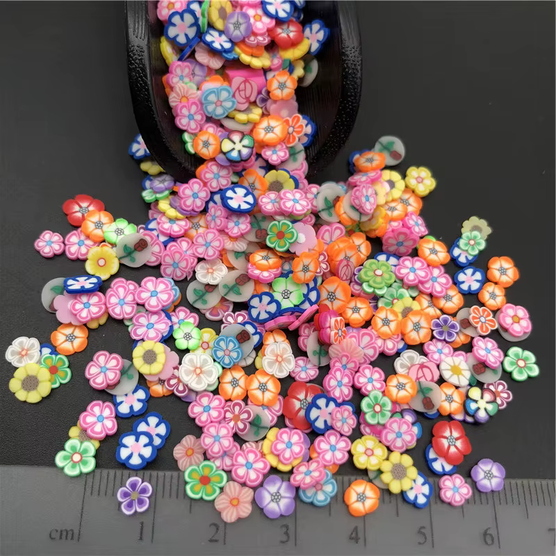 Mélange de fleurs en argile polymère, 50g, saupoudrage pour enfants, bricolage, argile douce pour ar