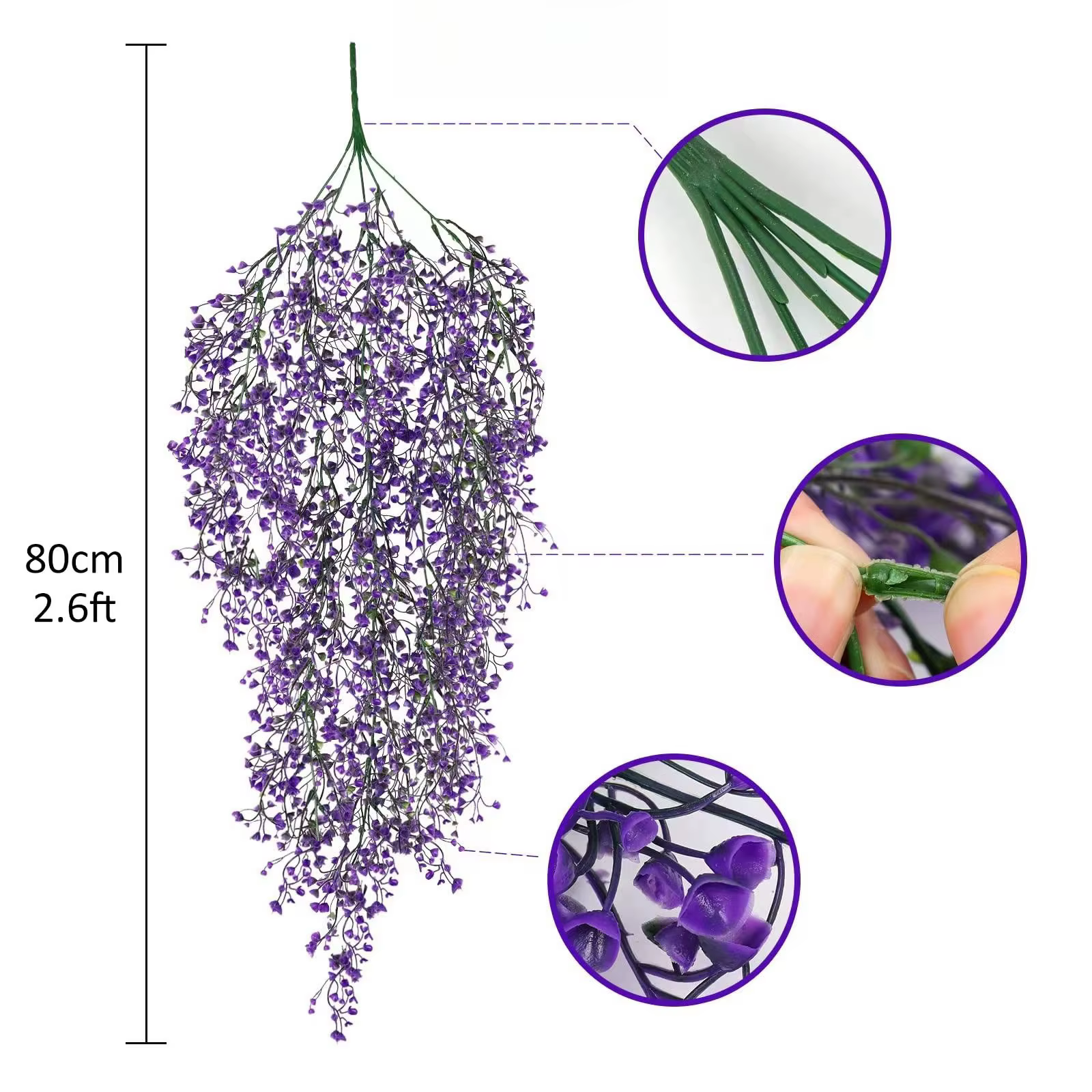 1pc Fleurs de glycine artificielles suspendues - Plantes artificielles résistantes aux UV pour la ma