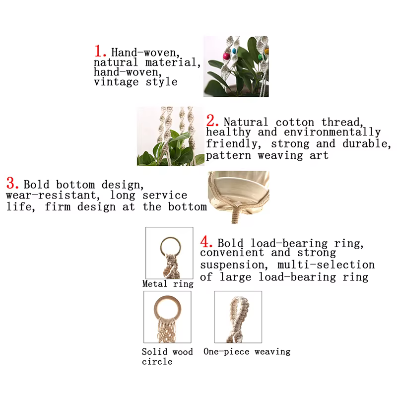 Porte-pot en macramé pour plantes, ULtressée en jute, panier artisanal