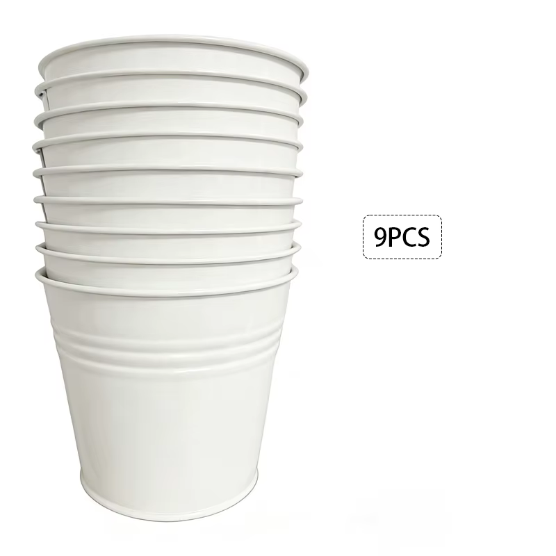 Boîte de 9 pots en métal blanc, simples et créatifs, pour plantes succulentes, à utiliser sur le bur