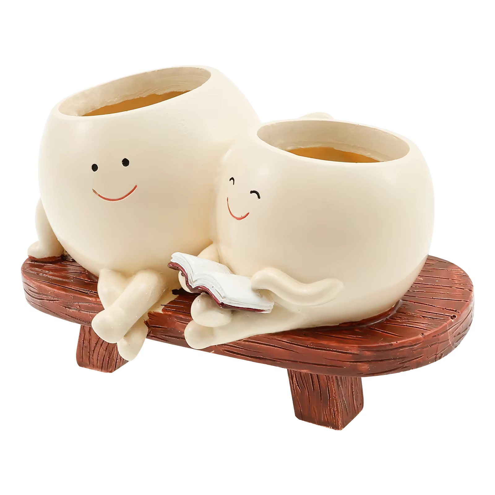 Pot de fleurs en résine avec visage souriant, pot de fleurs avec trou de drainage, design original, 