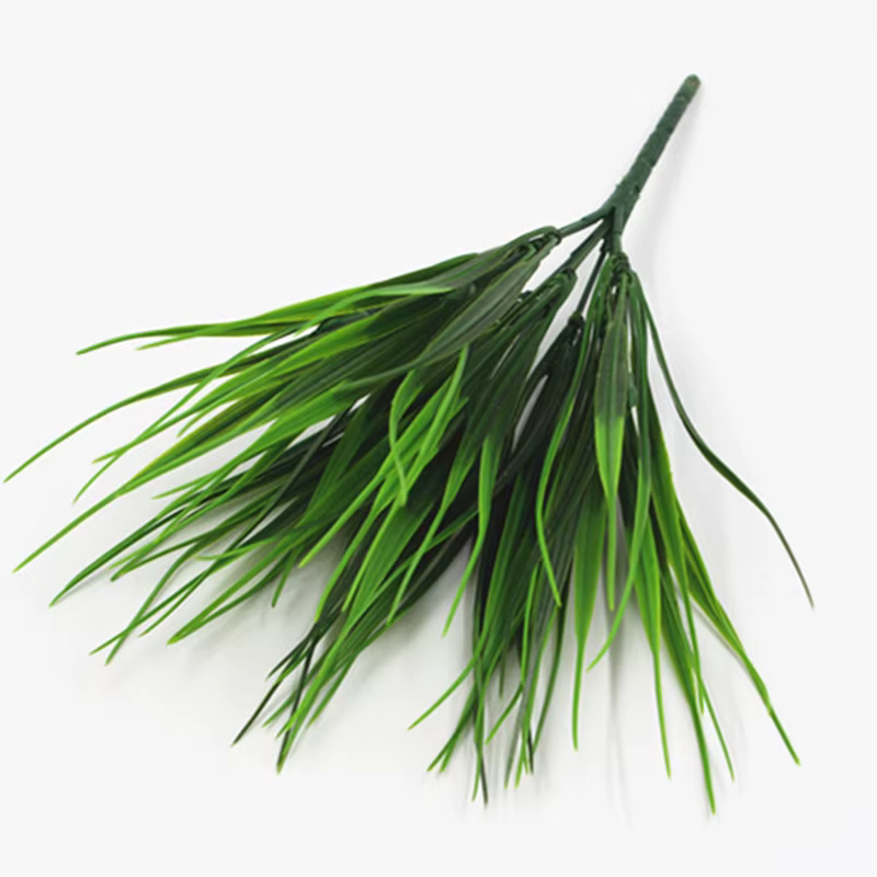 Plante d'herbe artificielle en plastique à 7 branches, Imitation d'herbe verte, fausse plante, décor