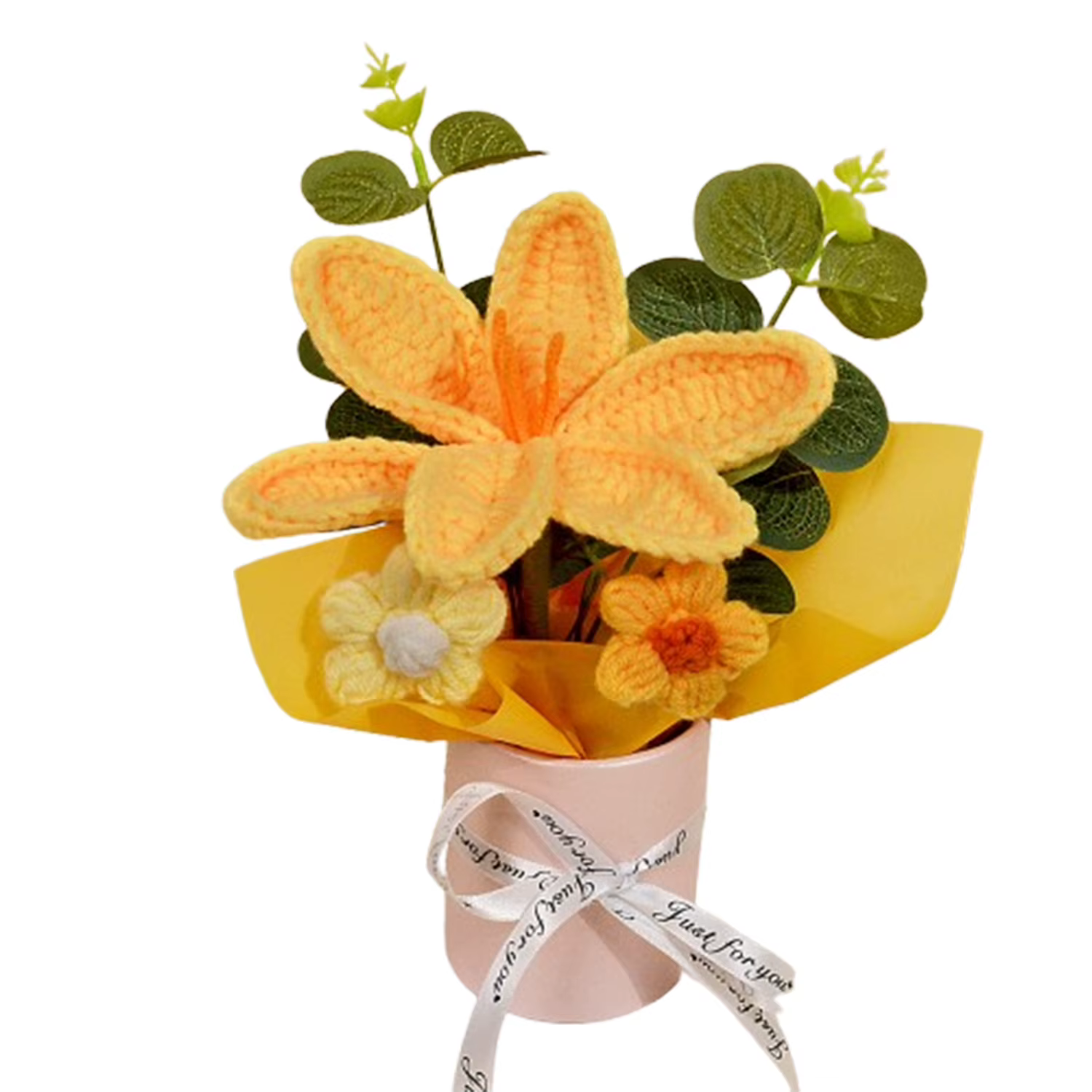Bouquets de fleurs au Crochet faits à la main, Bouquet de fleurs de tulipe tricoté pour noël, décora