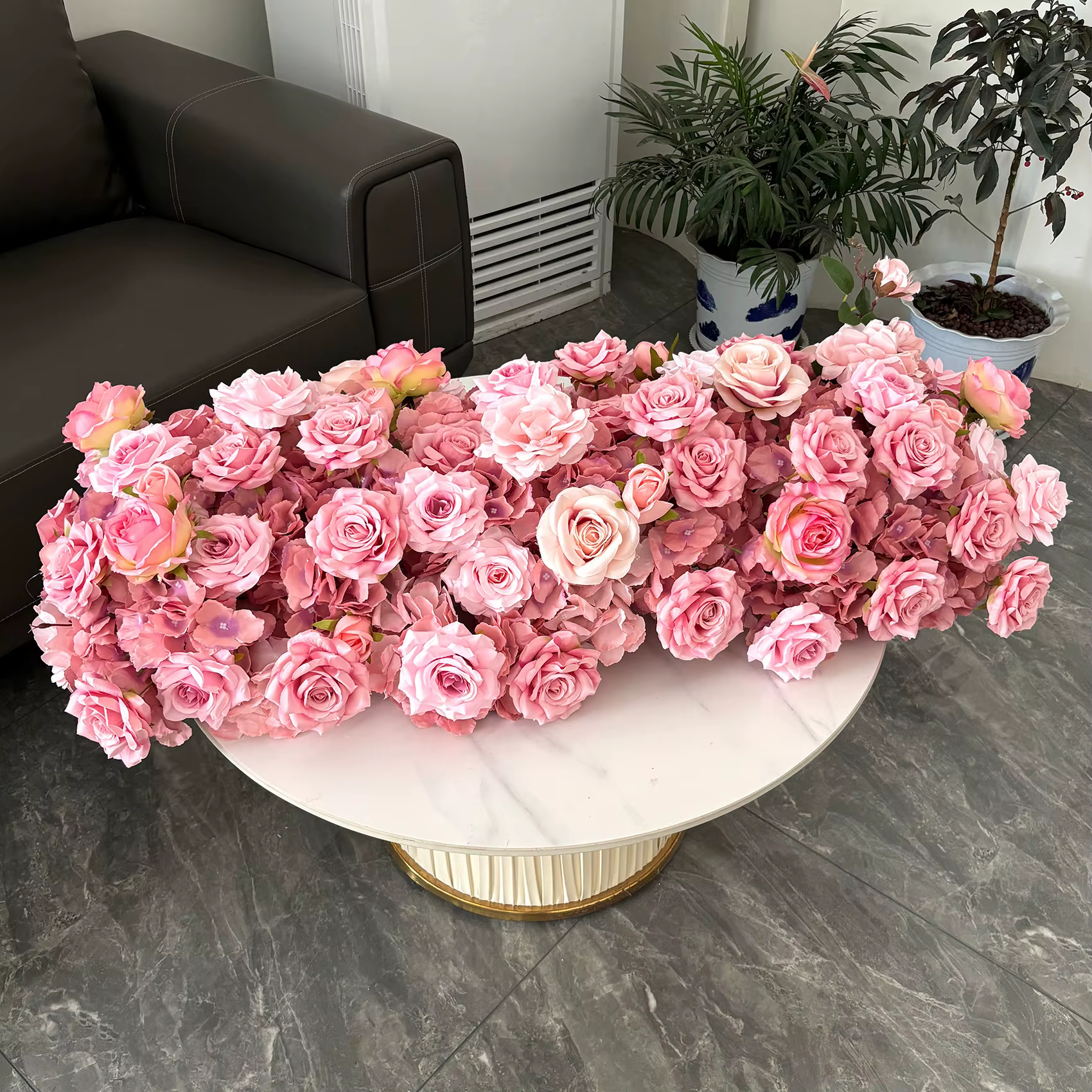 Arrangement de roses artificielles de 2M, fenêtre d'exposition de mariage, Arrangement de propositio