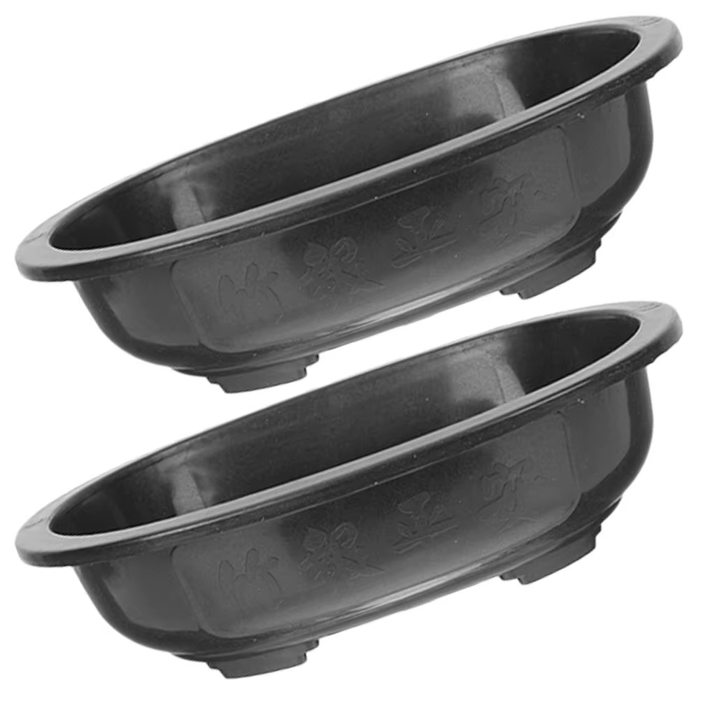 Lot de 2 pots de fleurs en plastique, grands pots ovales pour bonsaï avec drainage, pour jardin, bal