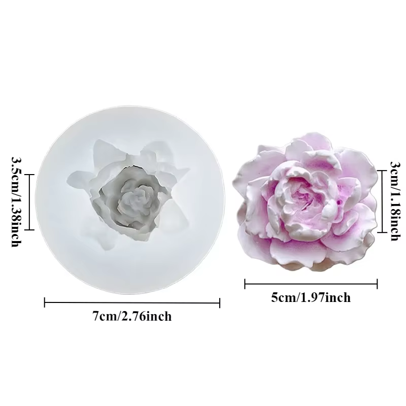 Moule 3D en Silicone pour bougie de fleur de jasmin, bricolage, fleur de pivoine Rose, gypse, savon,