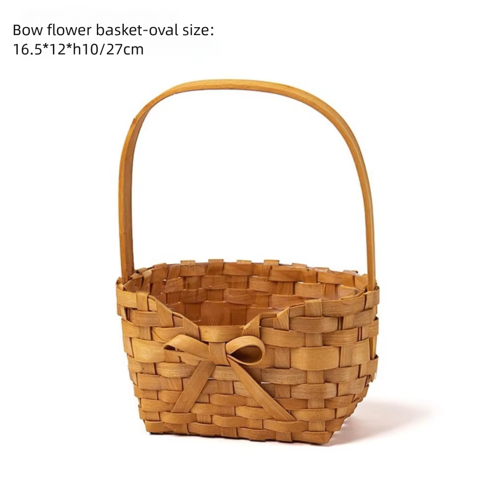 Panier de fleurs de mariée en rotin de saule, conteneur de pique-nique, panier d'arrangement de fleu