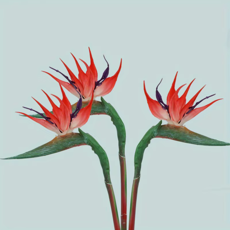 Fleurs artificielles d'oiseau du paradis, 3 pièces, Strelitzia en caoutchouc, fleur à longue tige de