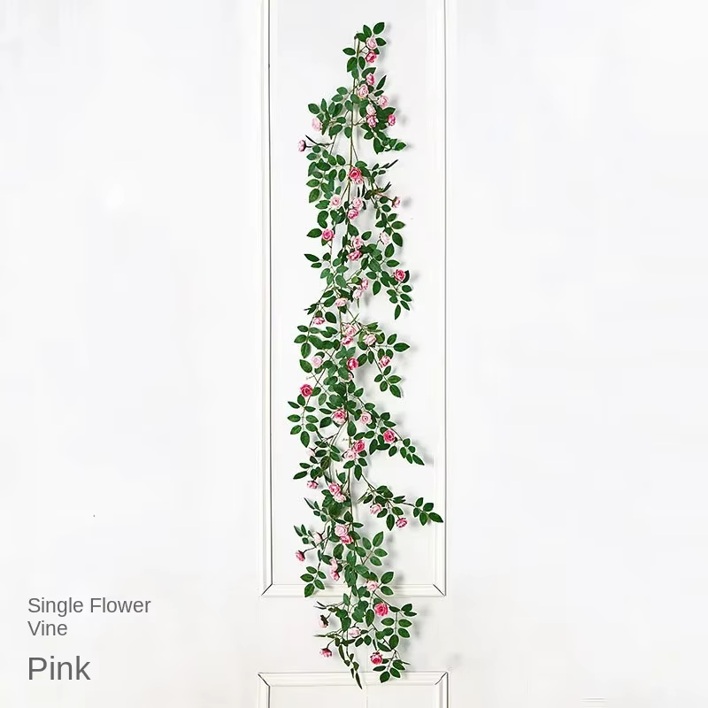 Guirxiété de plantes vertes artificielles en rotin rose, 1.8m, plante, mur, clôture, maison, jardin,