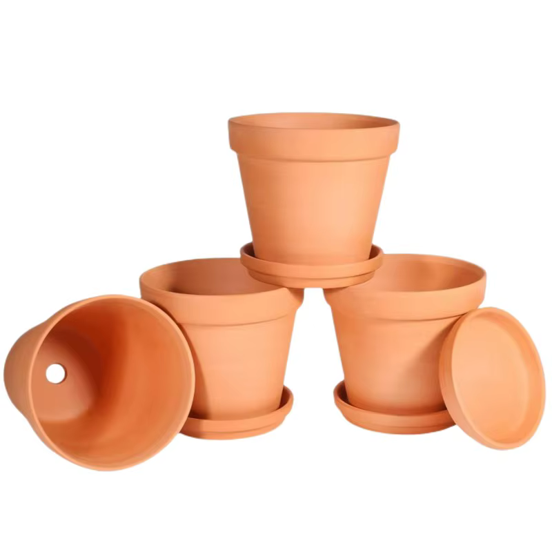 Pots en terre cuite de 4 pouces (paquet de 4), Pots en argile pour plantes avec trou de Drainage et 