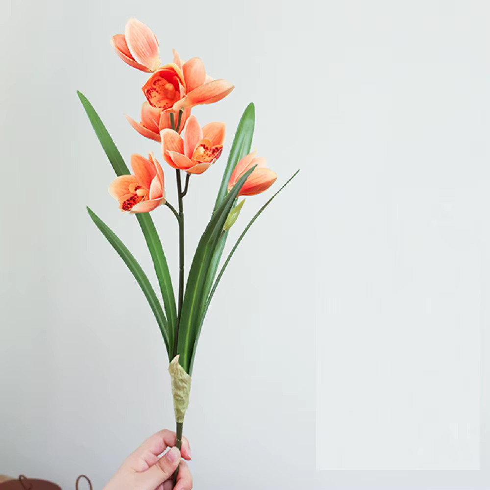 Simulation de fleurs artificielles pour mariage, impression 3D, toucher réel, branche de cymbidium, 