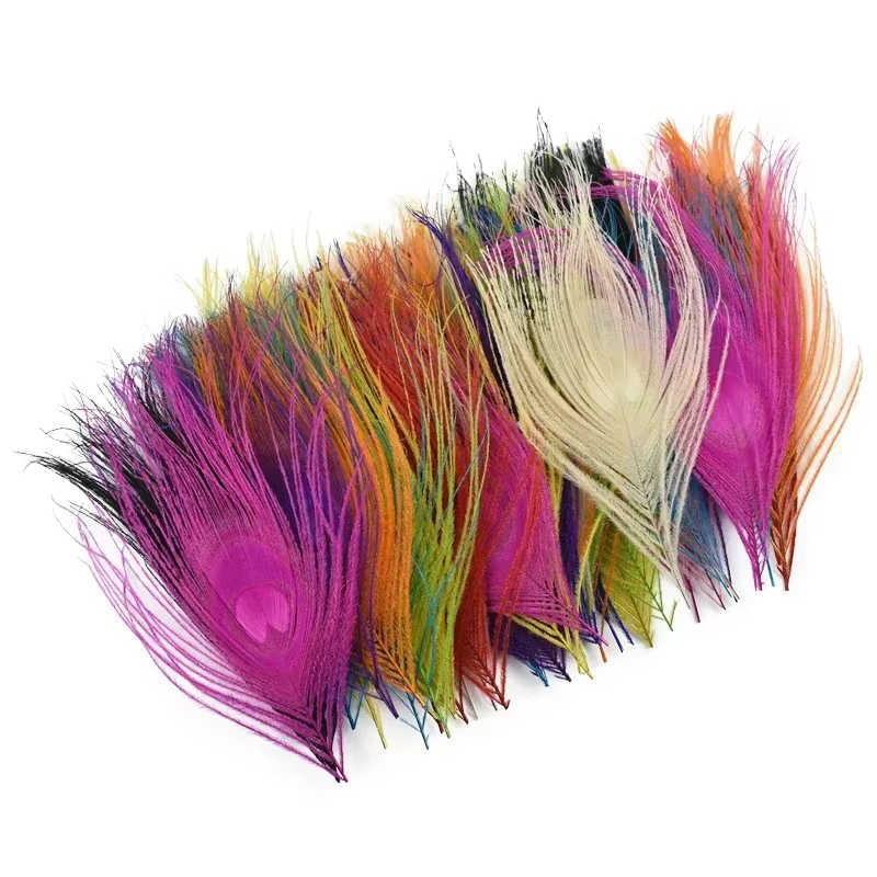 Lot de 10 Plumes de Paon Colorées 10-15CM, Plumes de Paon Réelles pour Broderie, Décoration de Carna