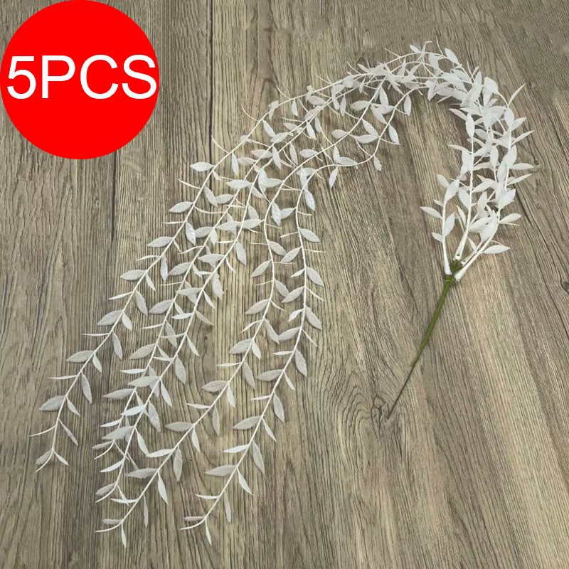 Branches de saule pleureures, 5 pièces, décoration d'automne, feuilles de plantes vertes, tenture mu