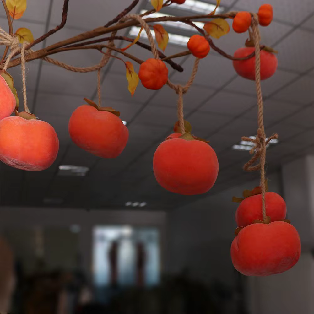 8 fruits Simulation kaki fruits Orange réaliste artificiel kaki plastique 80cm kaki pendentif décora