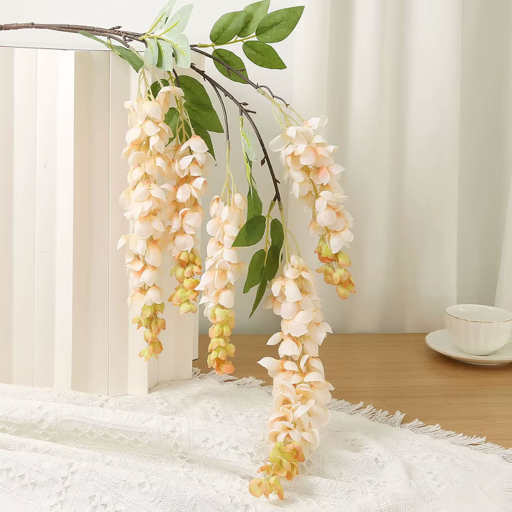 Guirlande de fleurs artificielles en soie, 5 branches, glycine 3D, 120 cm, pour mariage et fête