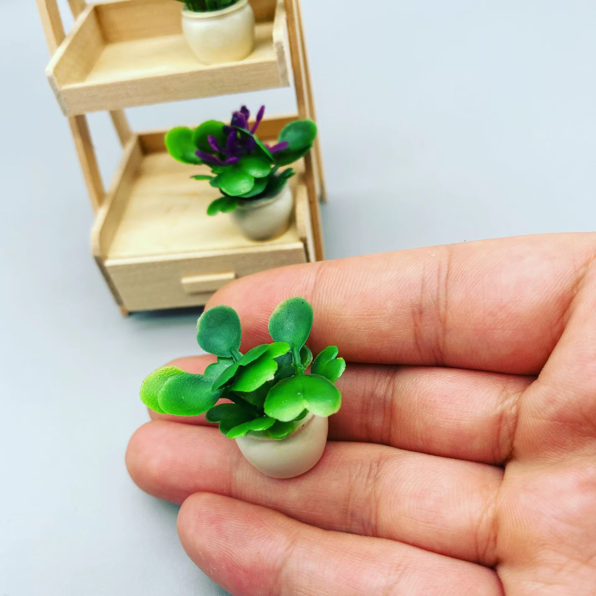 Mini Bonsaï Artificiel en Pot, Fausse Plante Succulente, Ornement de Verdure, Gnome de Jardin Dégrad