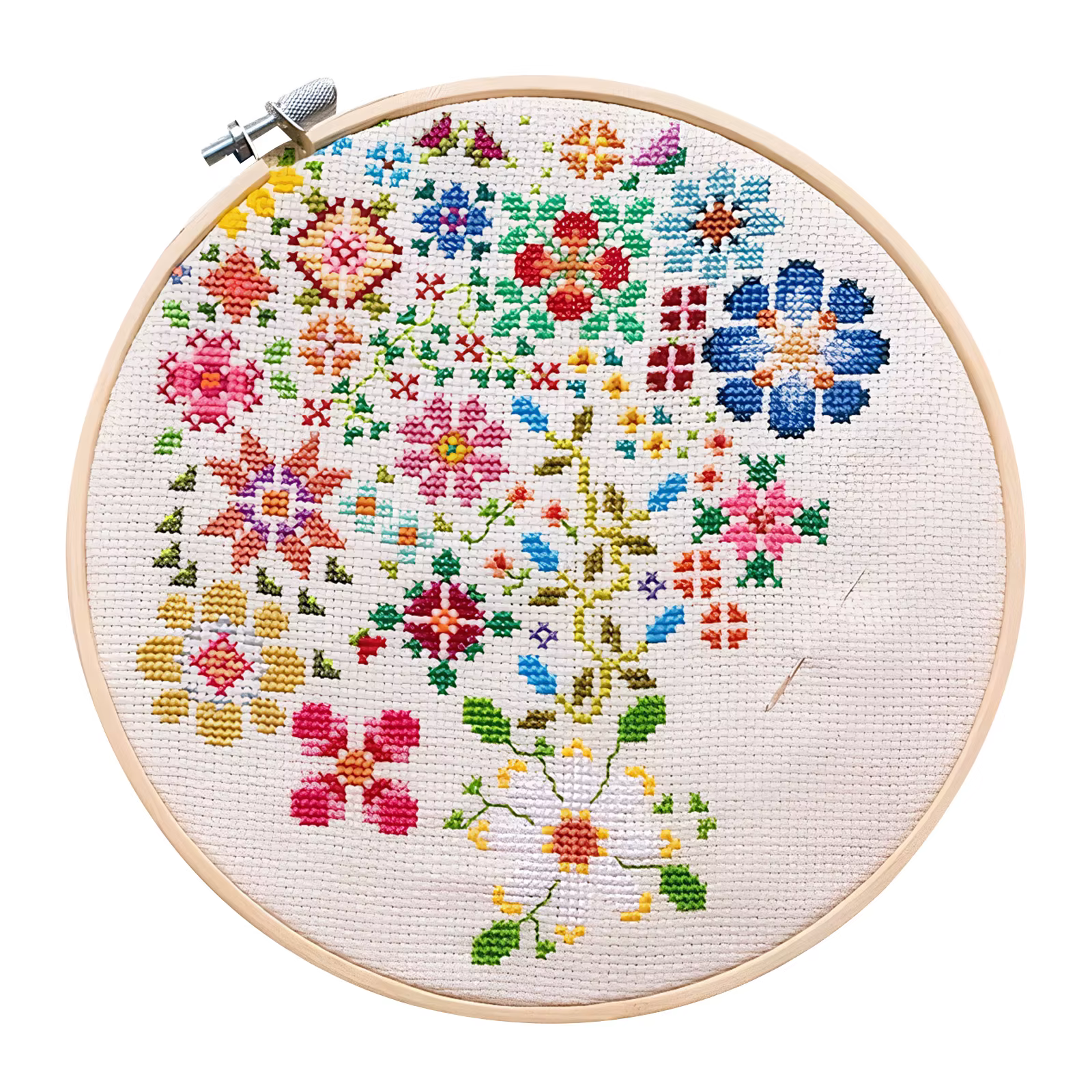 Kit de broderie « Une fleur par jour » avec motifs brodés pré-imprimés, kit de point de croix, cadea