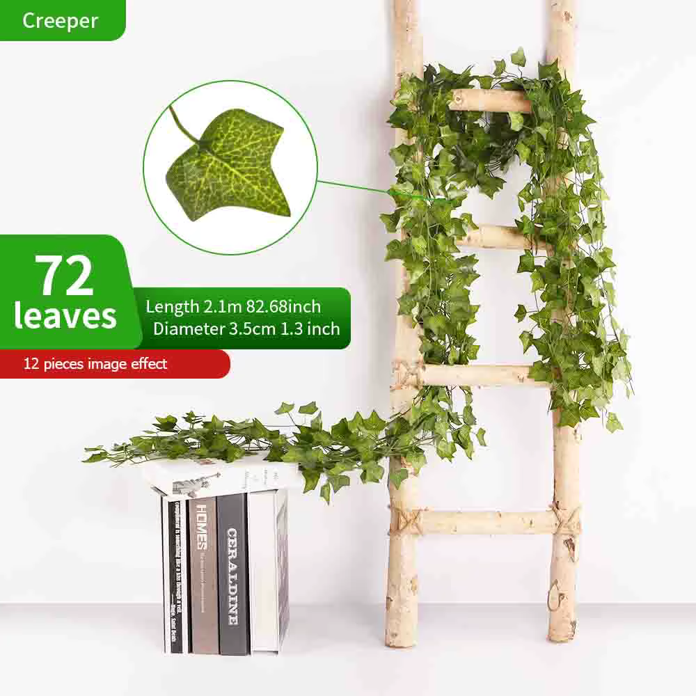 Feuilles de Lierre Artificielles pour Décoration de Jardin, 1 Pièce, 2.1 m