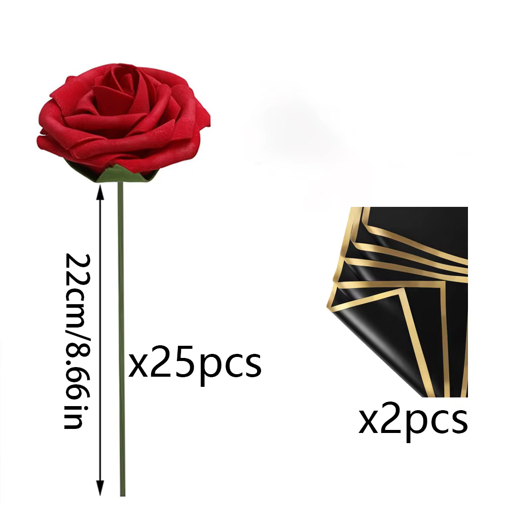 Rose rouge fleurs artificielles bricolage Bouquets 25 pièces ensemble PE Roses fausse fleur pour cen
