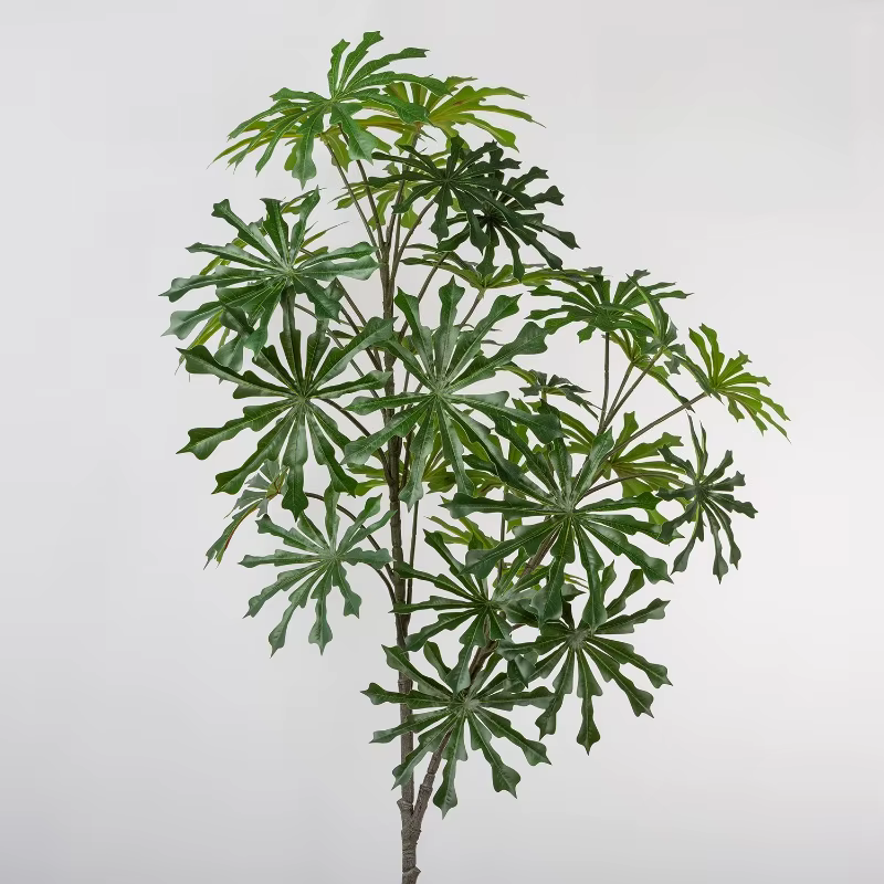 Plantes artificielles de simulation de feuilles de manioc vertes pour jardin, décoration florale de