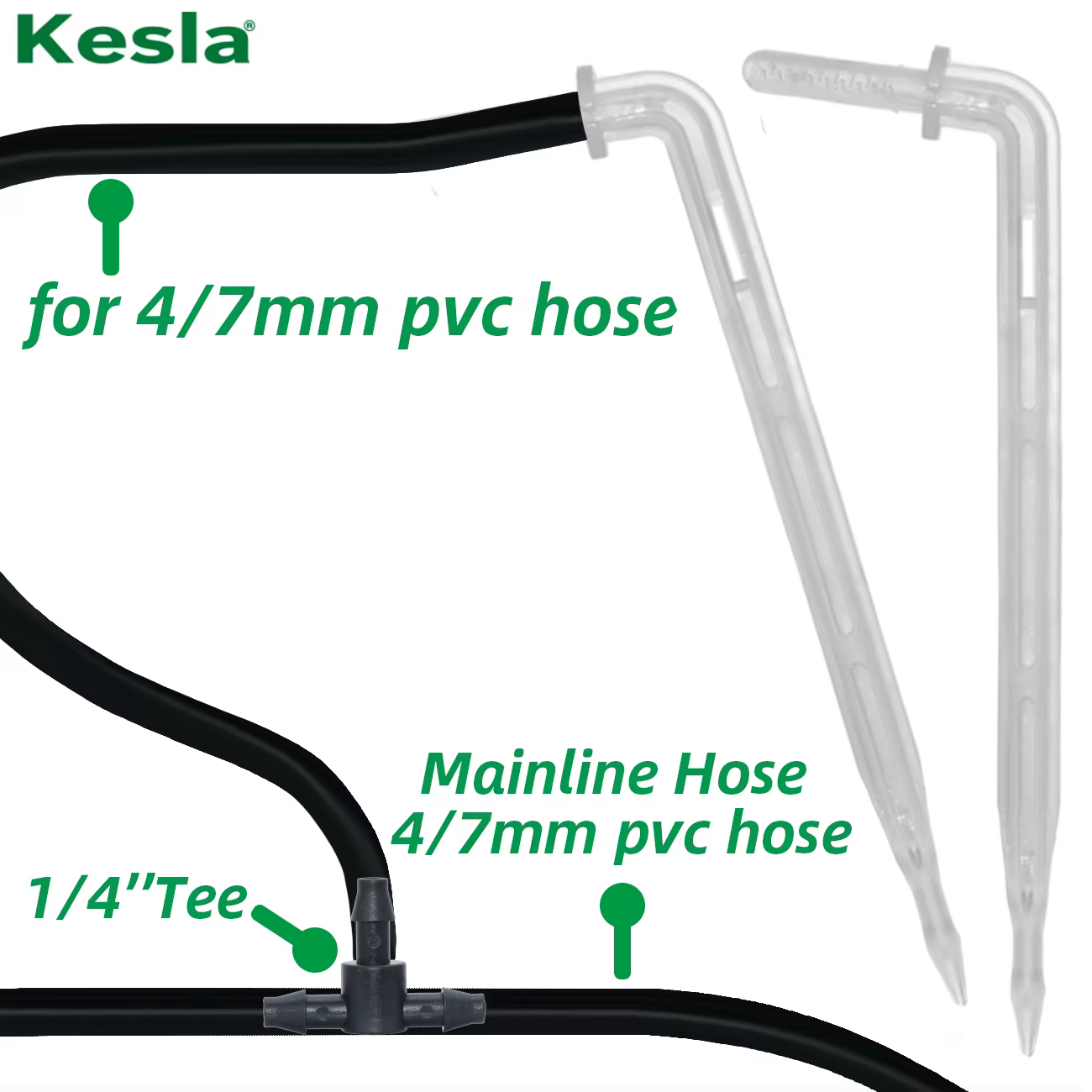 KESLA 50x jardin 4/7mm tuyau Transparent courbure flèche goutteur 1/4 ''émetteur goutte à goutte éco