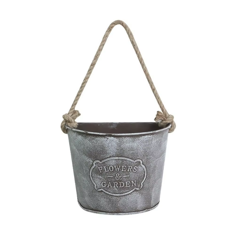 Jardinière murale vintage en métal, pot de fleurs suspendu, style campagnard, support mural en fer p