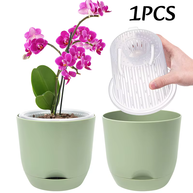 Pots à orchidées avec trous, pot à plantes auto-arrosant, jardinières à double couche, plantes d'int
