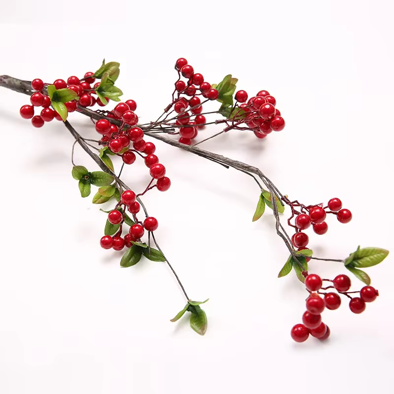 Fleur artificielle de fruit rouge, fausse fleur, accessoires de mariage, plante artificielle, ameubl