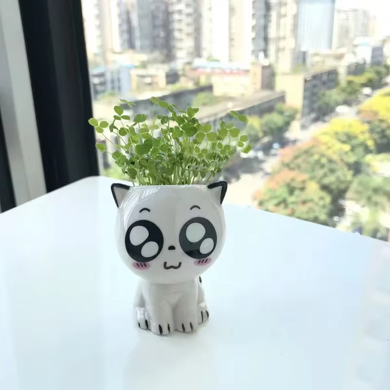 Pot de fleurs en céramique, Mini chat de dessin animé, plante mignonne de bureau, jouets de décorati