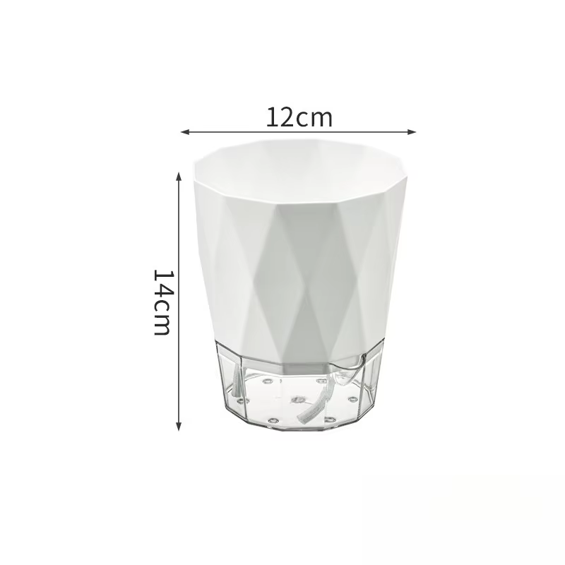 Pot de fleurs auto-arrosant Diamond, pot à fleurs transparent à double couche en plastique pour plan