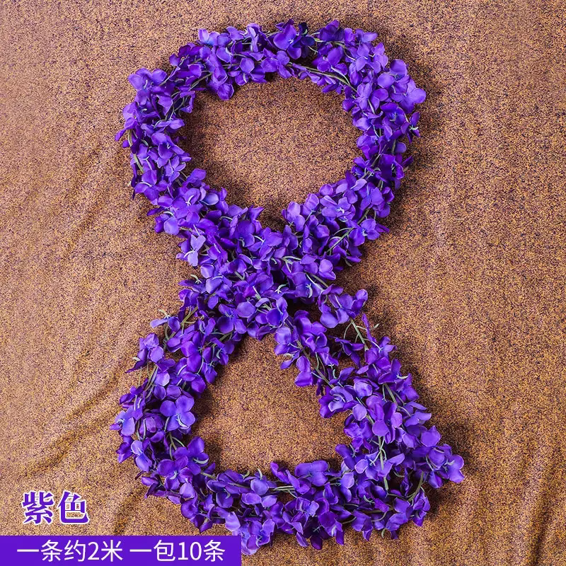 Bandes de Fleurs Artificielles pour Mariage, Hortensia, Glycine, Rotin, Orchidée, 2m