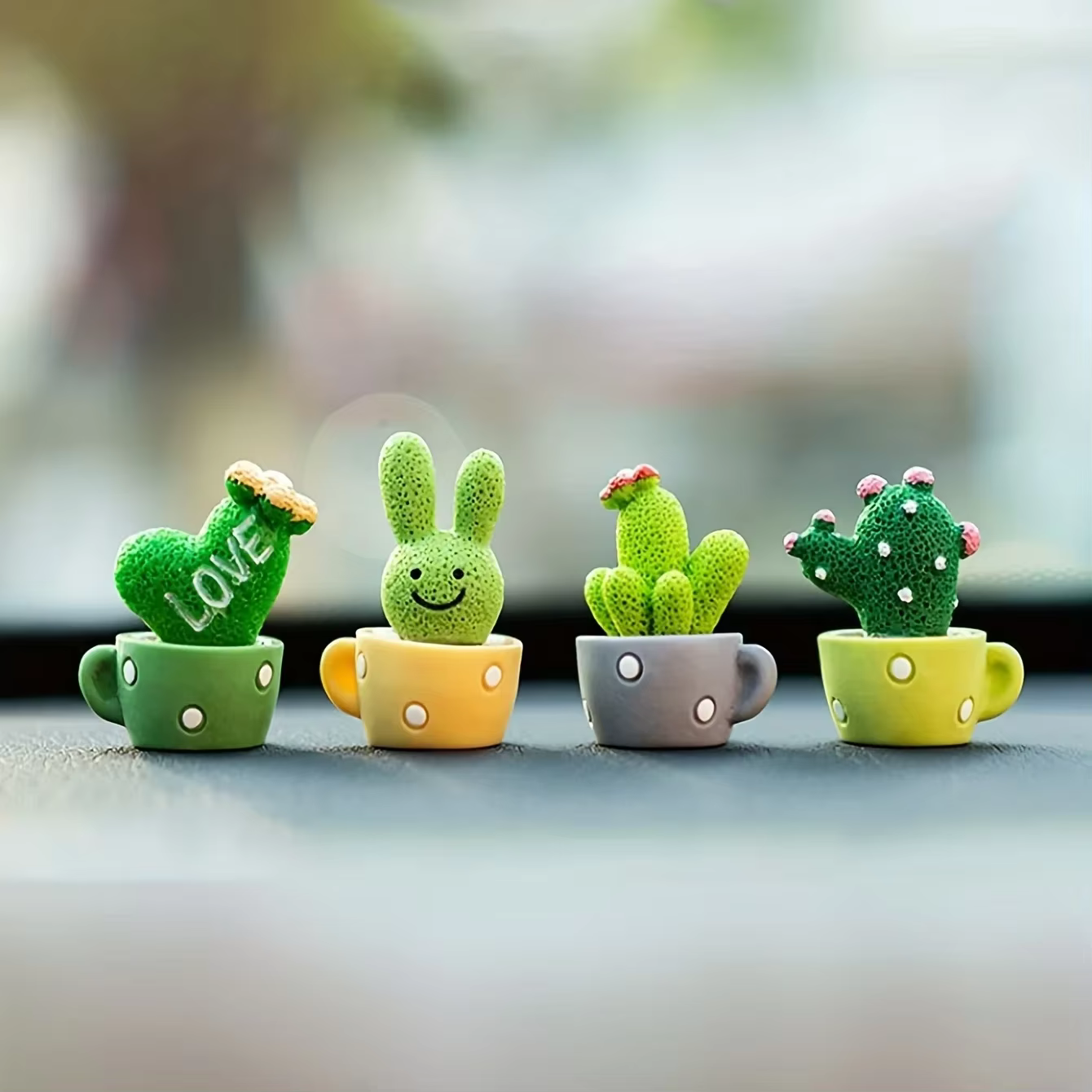 1 ensemble de Mini plante verte Cactus en résine, mignon secouant la tête, ornement de printemps, vo