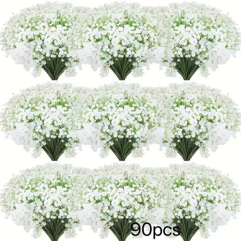 Fleurs artificielles d'haleine de bébé au toucher réel, 90 pièces, résistantes à l'oxydation, Bouque