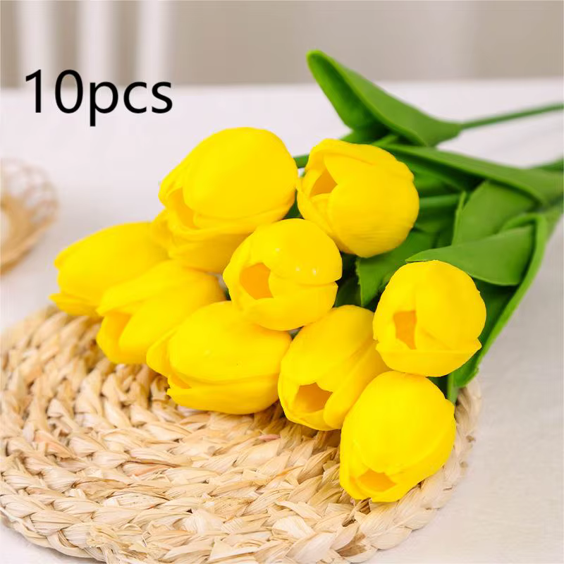 Fleur de tulipe artificielle séchée, fleurs jaunes, boutons Billy, boules, Bouquet, décoration de ja