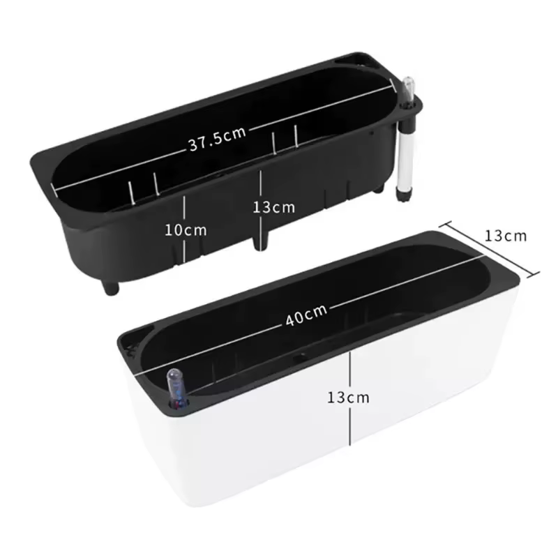 Pot de fleur rectangulaire paresseux, Pot de fleur hydroponique en plastique + indicateur de niveau 