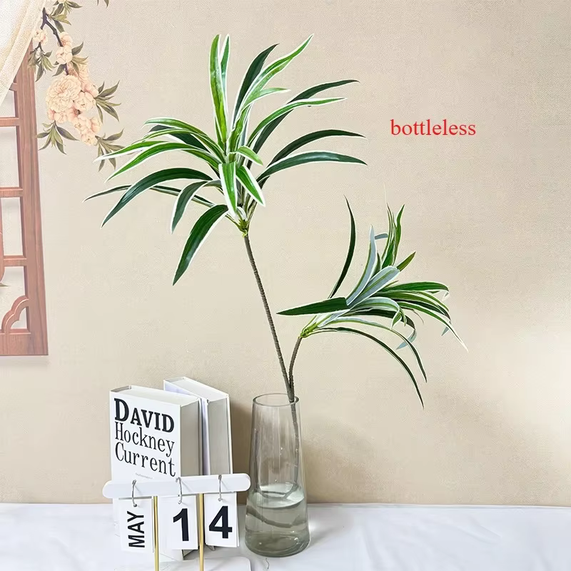Plantes vertes en plastique, feuilles artificielles, 2 fourchettes, branche d'arbre de sang de Drago