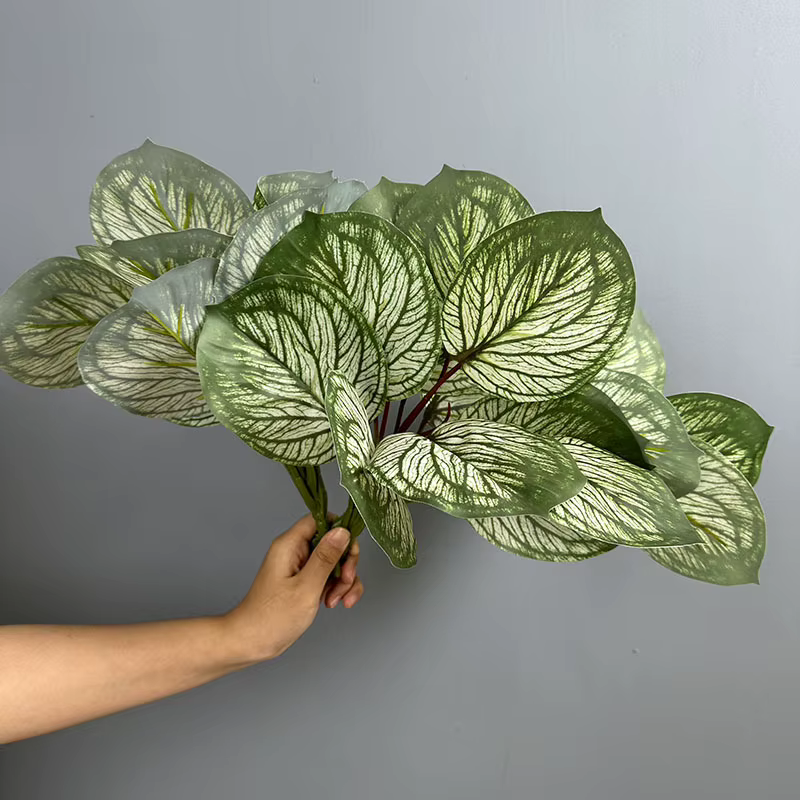 Lot de 6 plantes artificielles en plastique, feuilles de taro et pommes simulées, pour décoration de