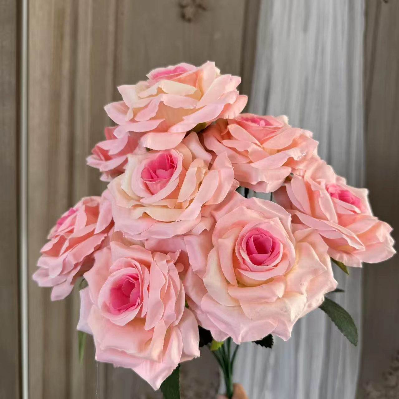 Bouquet de roses artificielles en diamant, 9 têtes/1 lot, accessoires muraux de fleurs de mariage, a