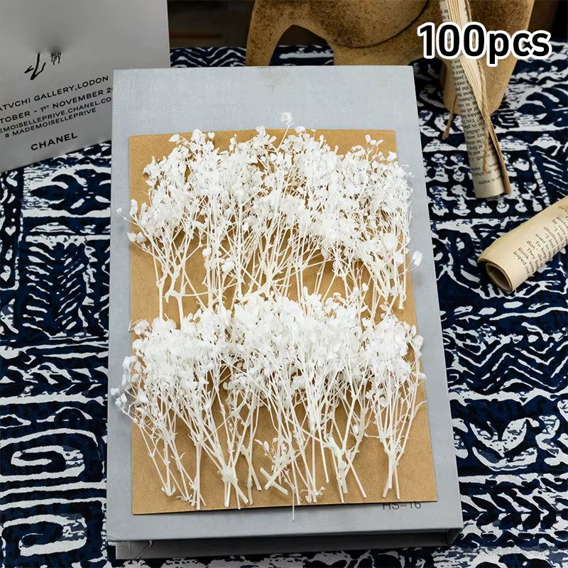 100 mini-fleurs séchées de gypsophile naturelles pour bricolage, aromathérapie, Saint-Valentin, mari