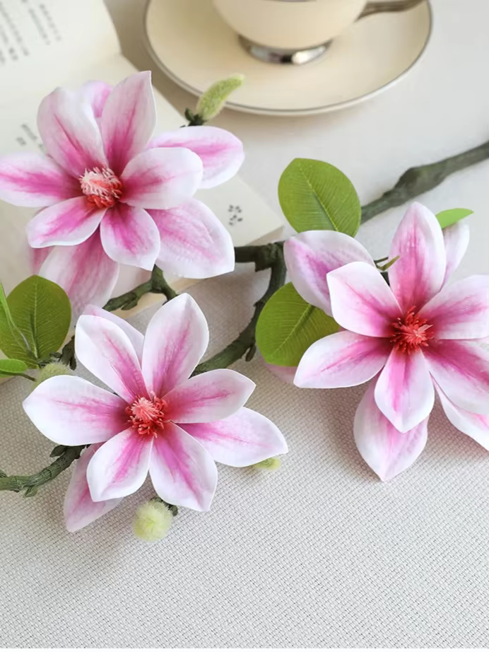 Fleur de Magnolia artificielle 56CM, nouvelle fleur chinoise en soie, décoration à branche unique po
