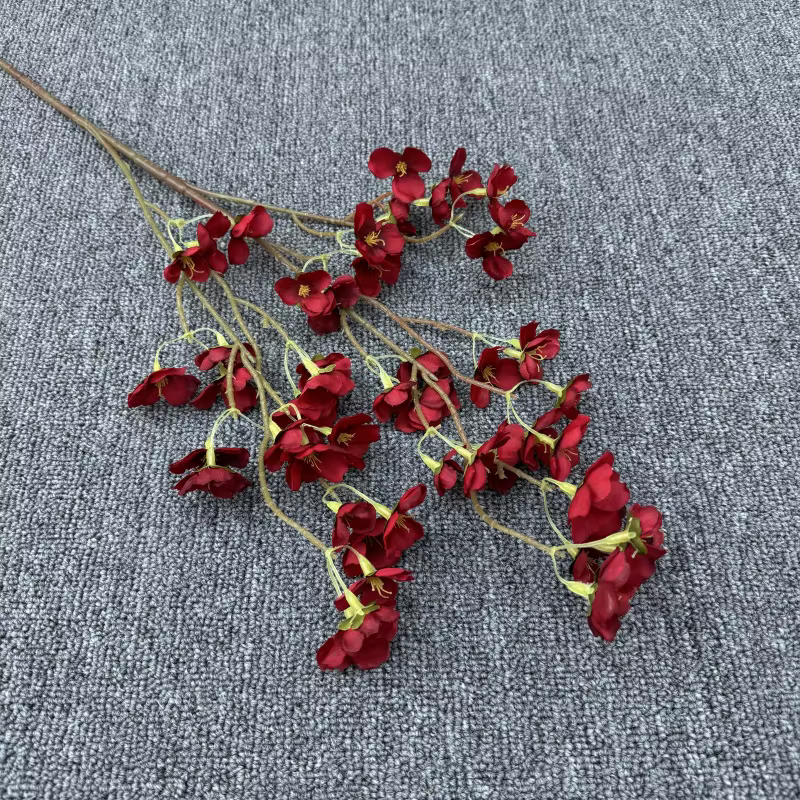 5pcs fleur de cerisier artificielle branche trois fourchettes soie Sakura arbre plante