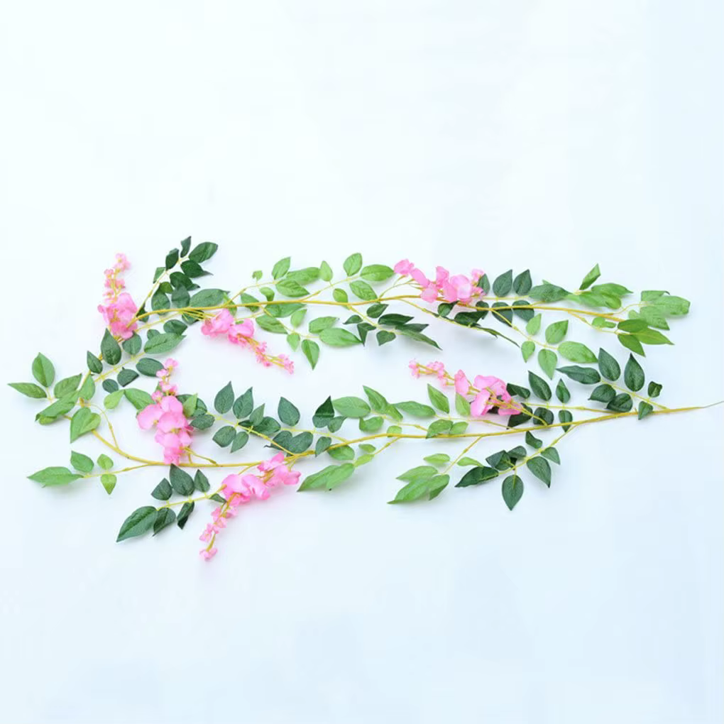 Guirlande de vigne artificielle de glycine de 2M, fleurs en soie, feuillage en rotin, fleurs traînan