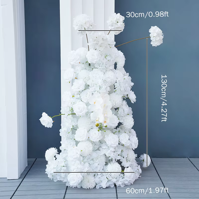 Arche de fond de mariage avec pompon orchidée rose blanche pure, fleur de sol décorative KT, accesso