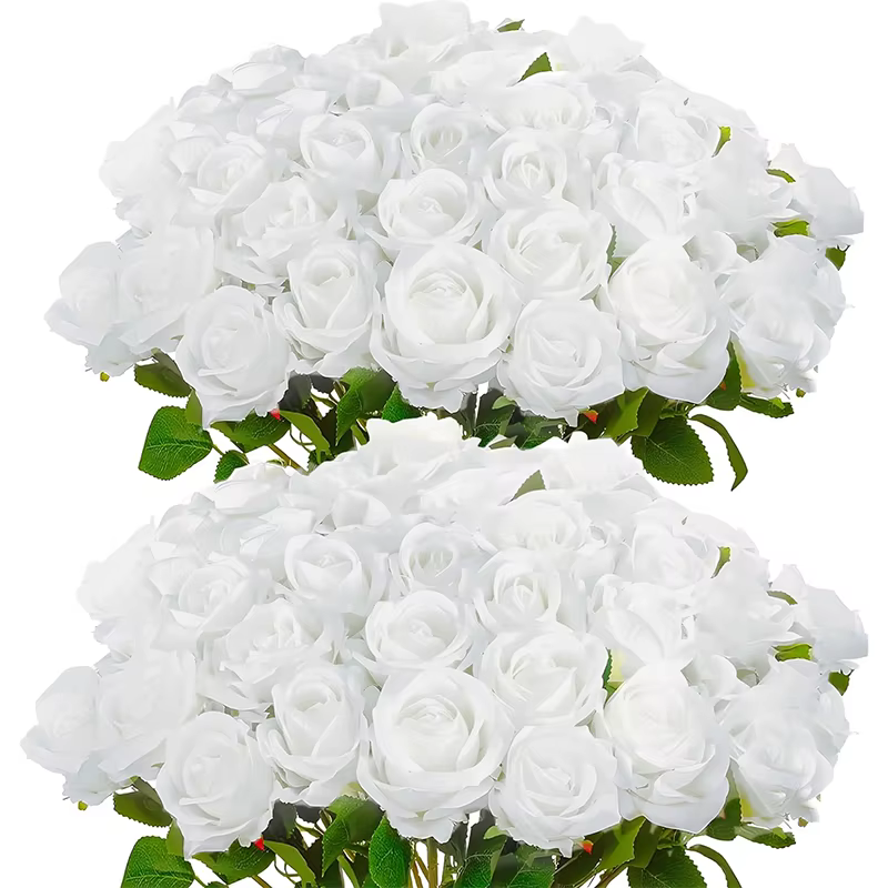 Roses artificielles en velours, 50 pièces, fausses Roses à toucher réel, pour la saint-valentin, Bou