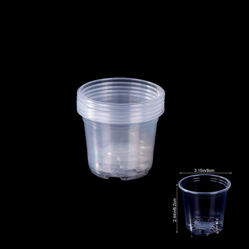 Pot de fleurs en plastique Transparent, 5 pièces, DrainaGe HoLe Pot GardeninG, visibilité de croissa