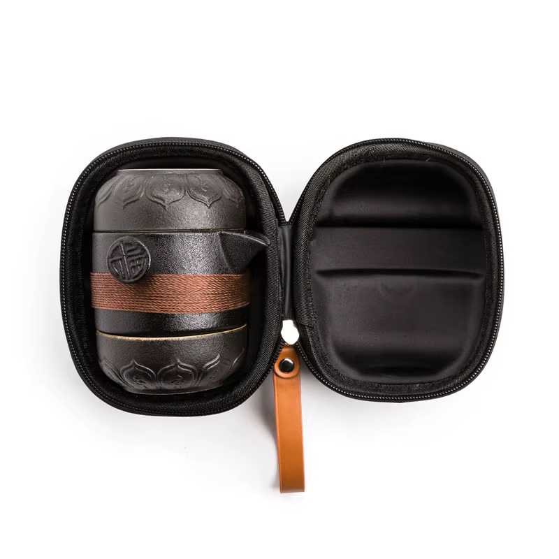 Poterie noire de haute qualité, 1 Pot, 2 tasses, ensembles de thé, tasses portables de voyage, pour 