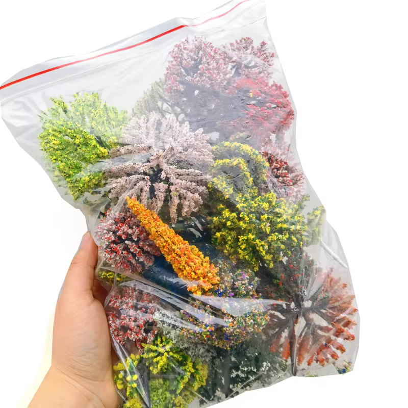 30 pièces/lot d'arbres modèles de fleurs, fil mixte et modèle en plastique, aménagement de Train, pa