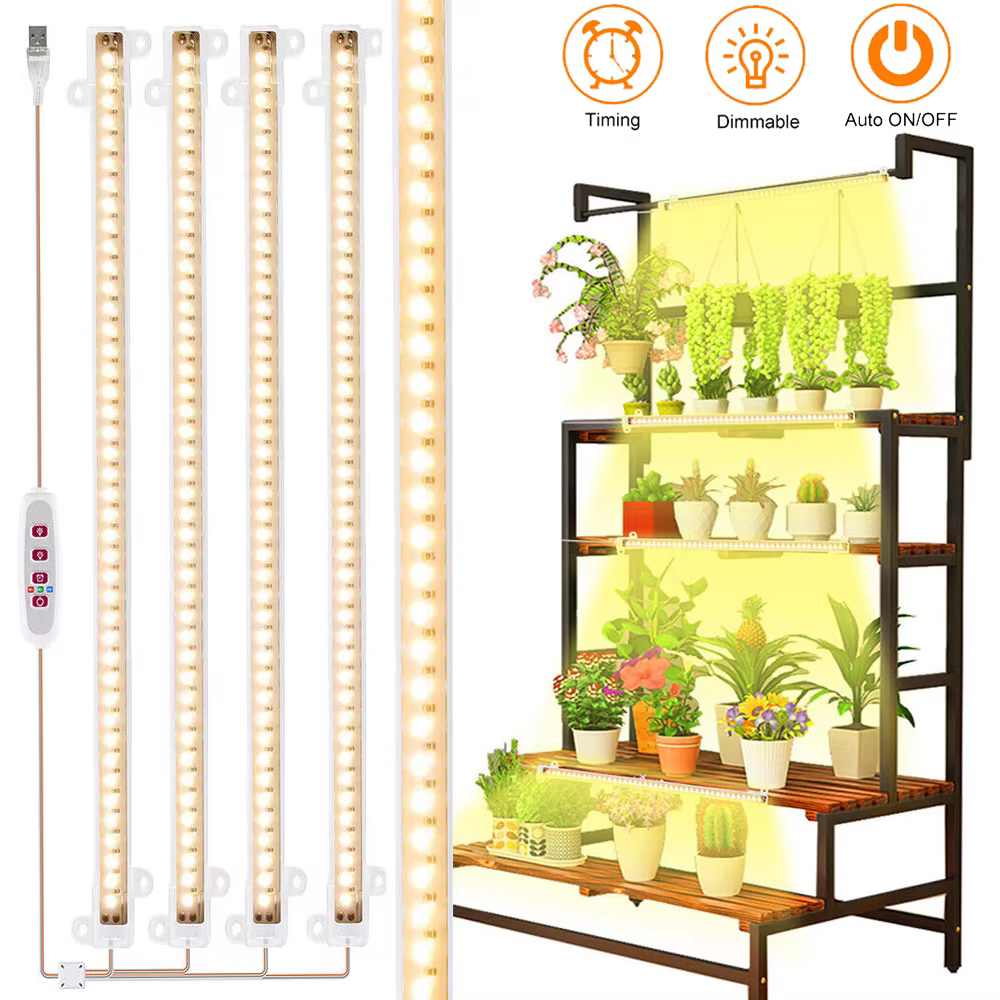 Bande Lumineuse de Croissance LED USB pour Plantes d'Nik, 1/2/3/4 Têtes, Lampe Phyto Complète à Inte