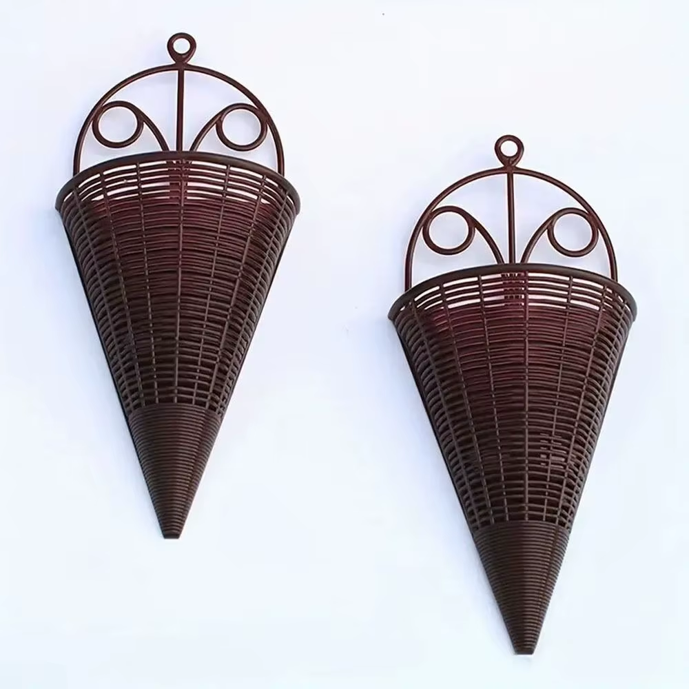 Panier de fleurs suspendu en plastique, décoration de la maison, Art Durable, tenture murale en roti